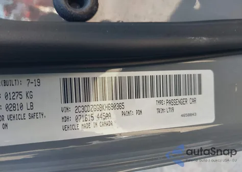 2019 Dodge Challenger Sxt Awd из США, поврежденный, VIN 2C3CDZGG8KH690365